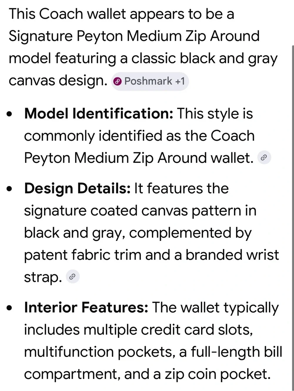 Coach Peyton Black & Gray Signature Zip Wristlet Card Holder